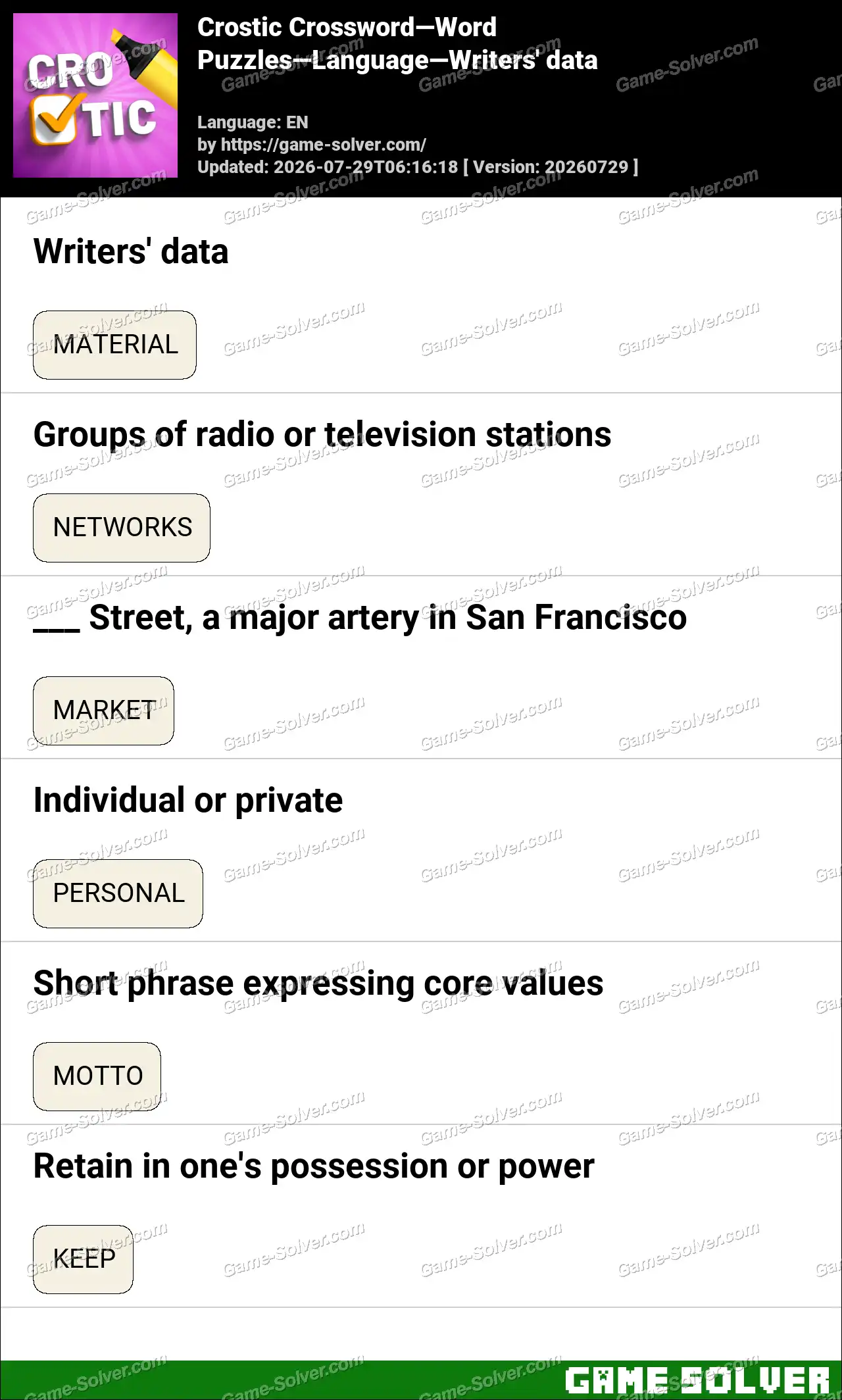 Crostic Crossword-Word Puzzles-Language-Writers’ data